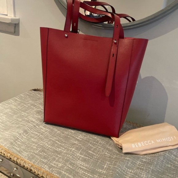 Rebecca Minkoff Red Leather N/S Tote NWT - Picture 3 of 4